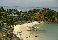 Brazil, Salvador de Bahia, Catalina PBY-5A flying boat on beach. Peter Stuyvesant Travel Odyssey 1993/1994.