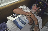 Ecuador, Ottovalo. Mechanic of Catalina PBY-5A hydroplane resting. Peter Stuyvesant Travel Odyssey 1993/1994.